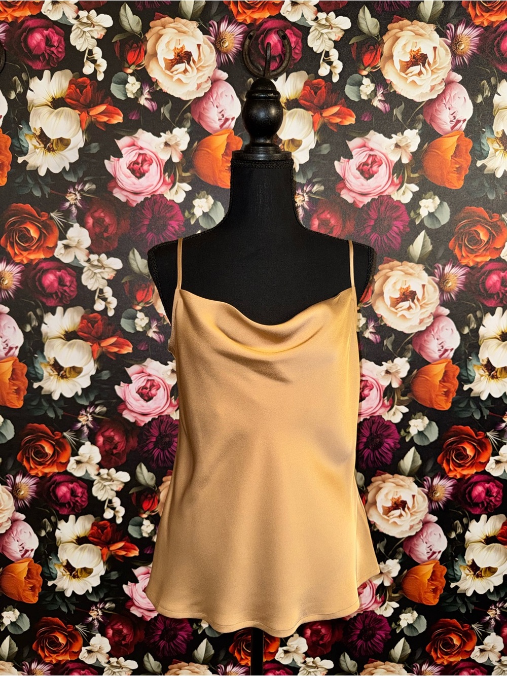 Express Satin Cowl Neck Camisole in Camel, Size Medium, NWT